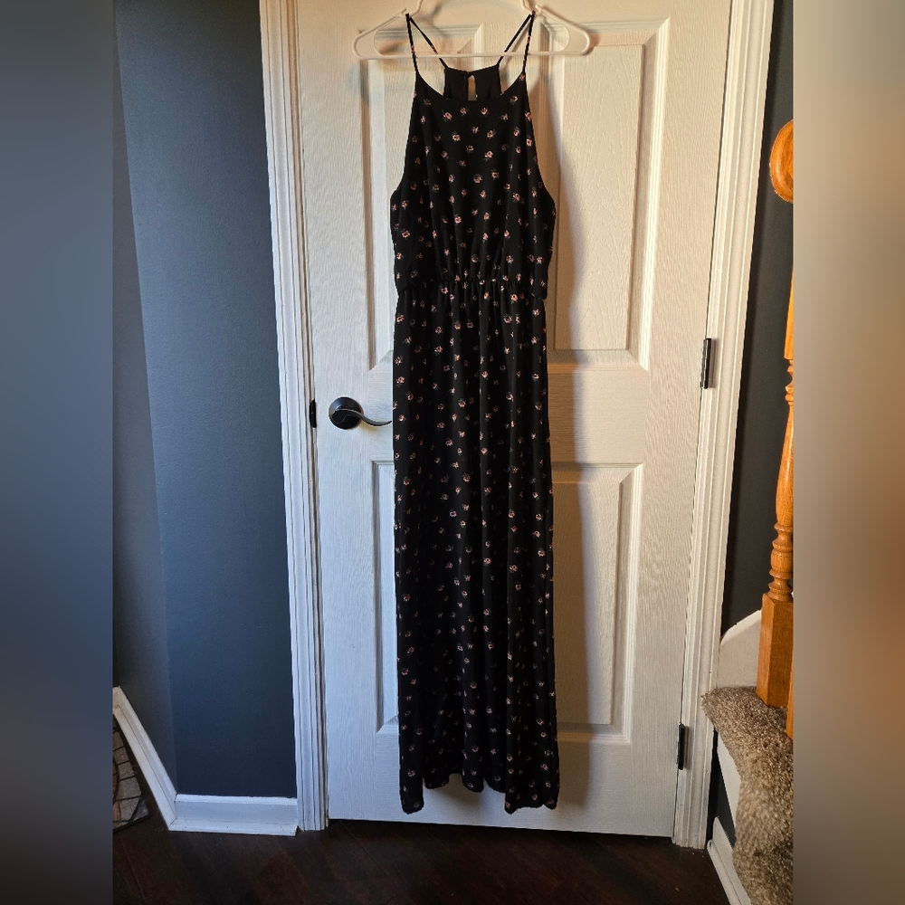 Everly Black Maxi Dress with Floral Pattern